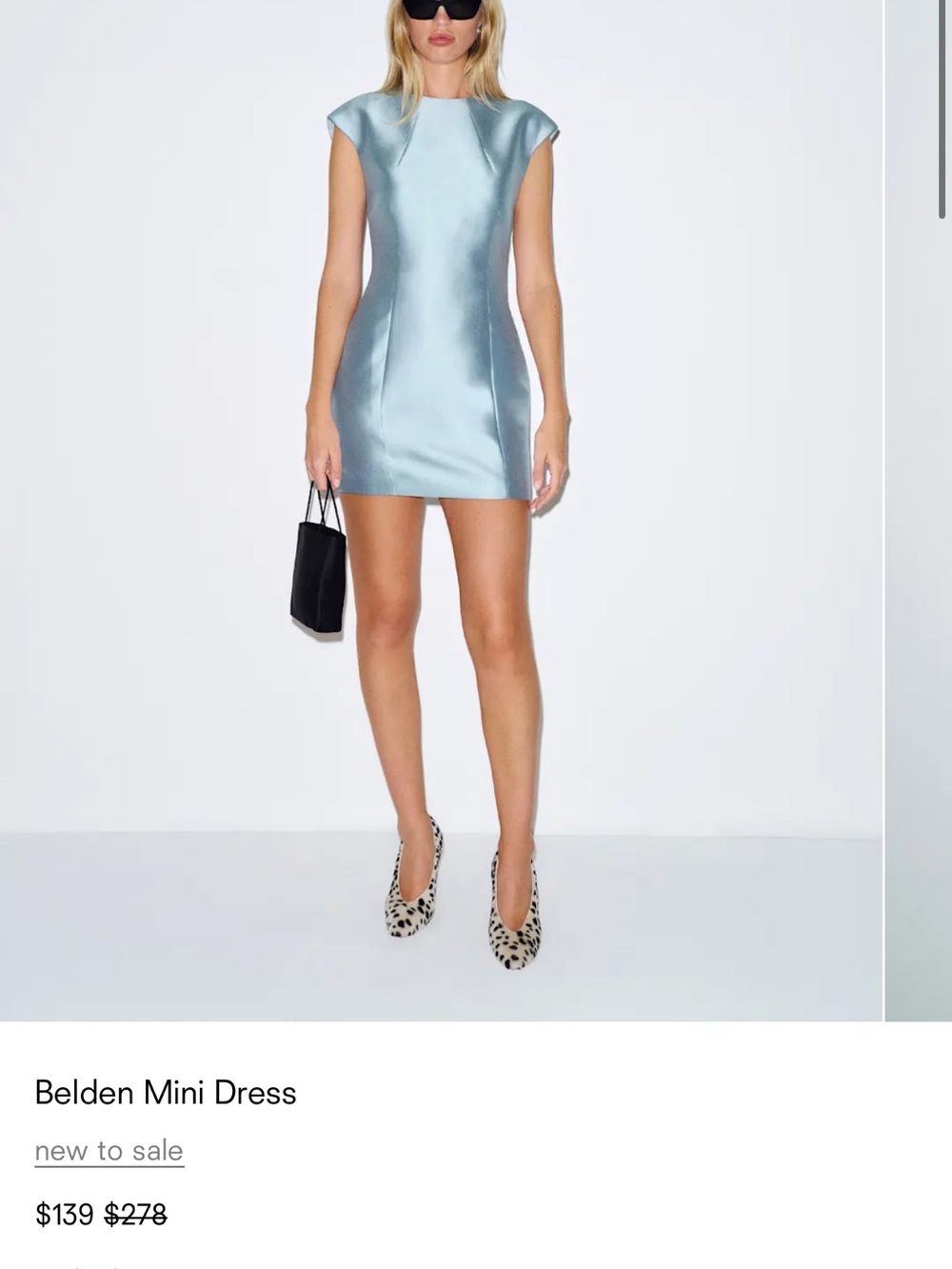 Reformation Belden Mini Dress - Light Blue Satin